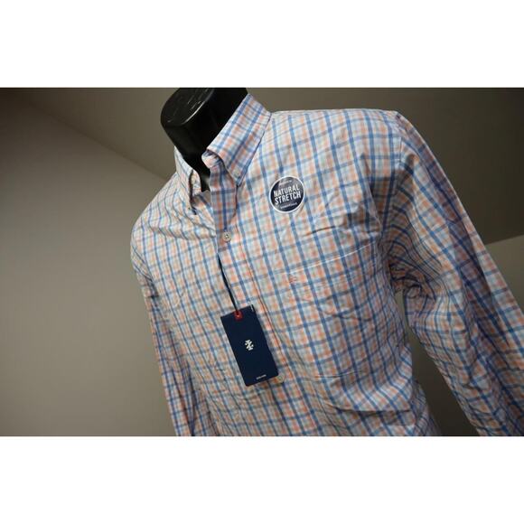Izod Dress Shirt Long Sleeve Casual Button Up Plaid Mens Size Medium NWT - Picture 1 of 12
